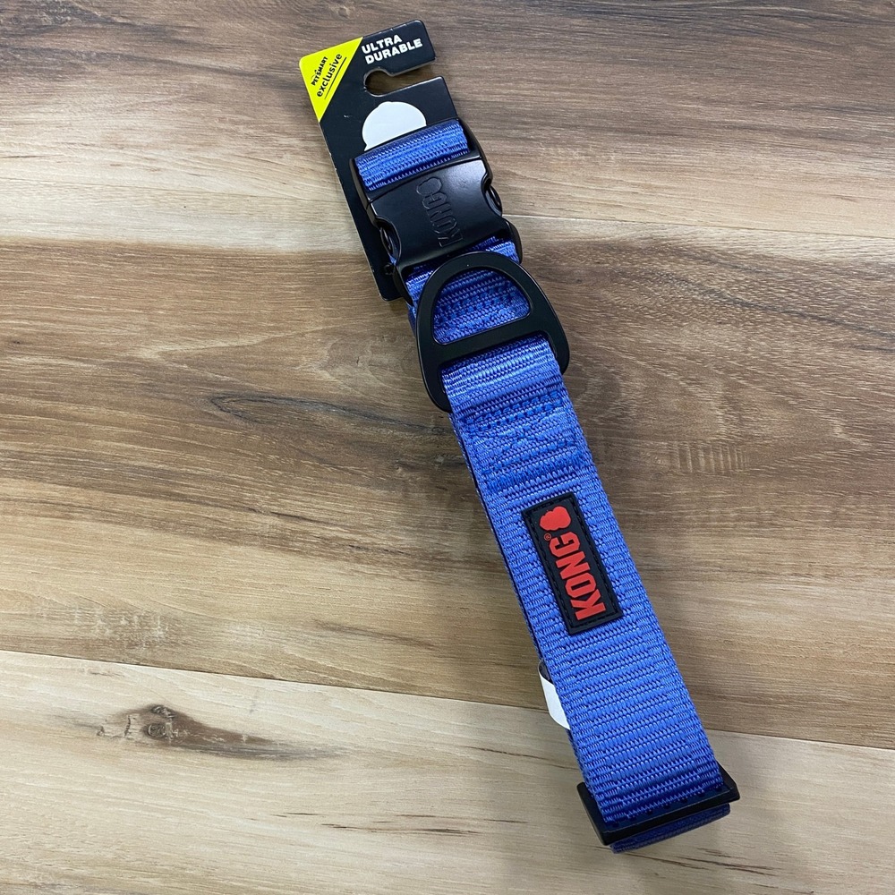 KONG Dog Collar Large Ultra Durable Nylon Webbing Blue PetSmart Exclusive